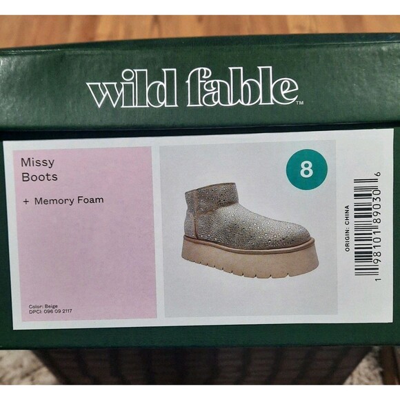 NEW Sz 8 Wild Fable Missy Beige Rhinestone Bling Covered Platform Ankle Booties - Picture 7 of 7